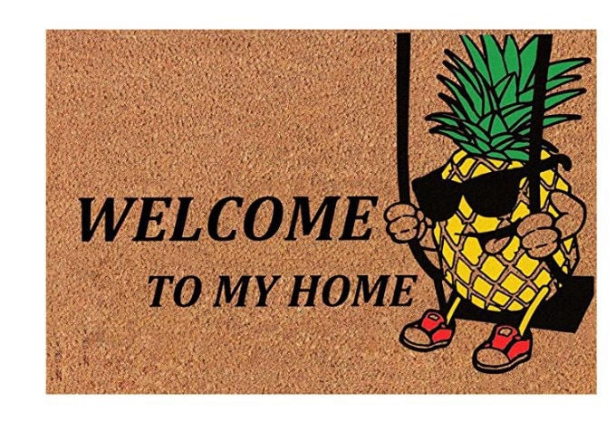 Welcome Door Entry Mat Coir Natural Tan Brown Colorful