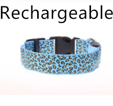 Safety Light Up LED Dog Collar Rechargeable Leopard Print