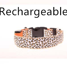 Safety Light Up LED Dog Collar Rechargeable Leopard Print