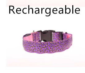 Safety Light Up LED Dog Collar Rechargeable Leopard Print