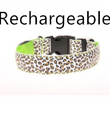 Safety Light Up LED Dog Collar Rechargeable Leopard Print