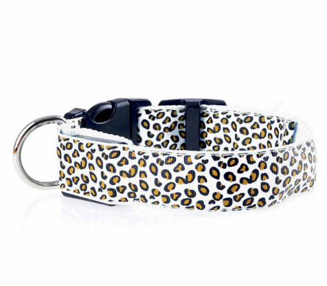 Safety Light Up LED Dog Collar Rechargeable Leopard Print