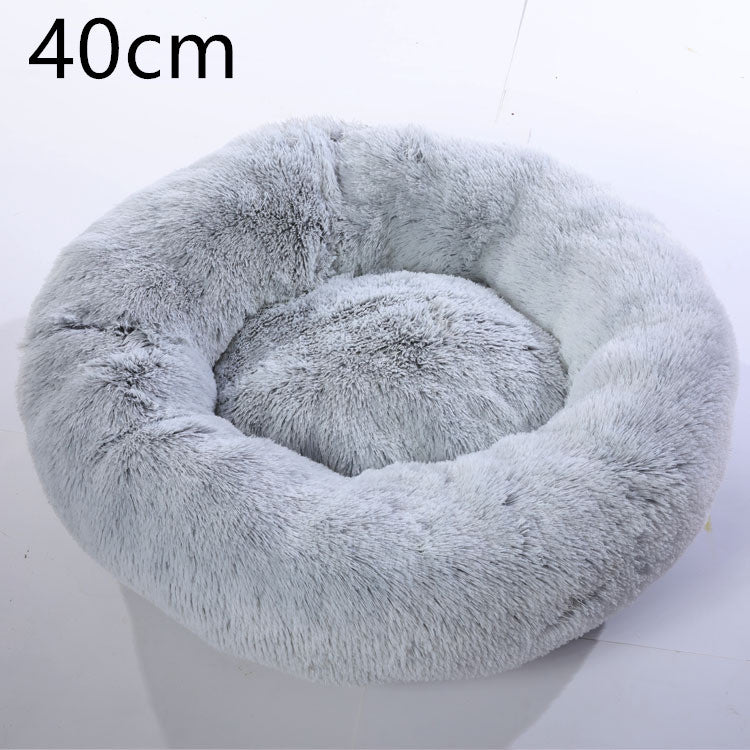 Cotton Pet Bed Winter Warm Sleeping Bed For Dogs Kennel Dog Round Cat Long Plush Puppy Cushion Mat Portable Cat Supplies