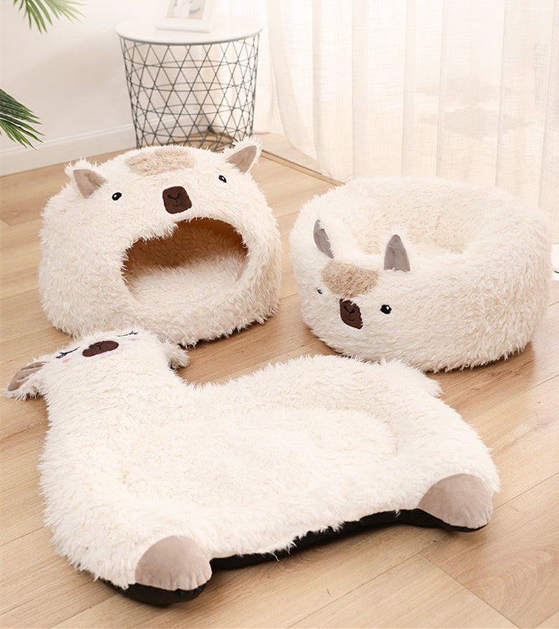 Pet Bed Fuzzy Fluffy Alpaca Llama Dog Cat