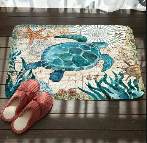 Sea Creature Door Floor Mat Rug Turtle Seahorse Whale Octopus