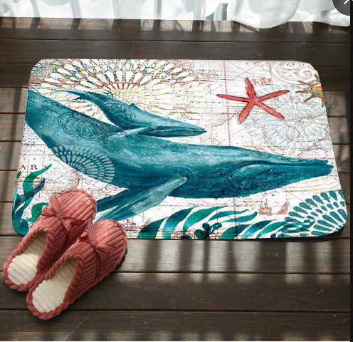 Sea Creature Door Floor Mat Rug Turtle Seahorse Whale Octopus