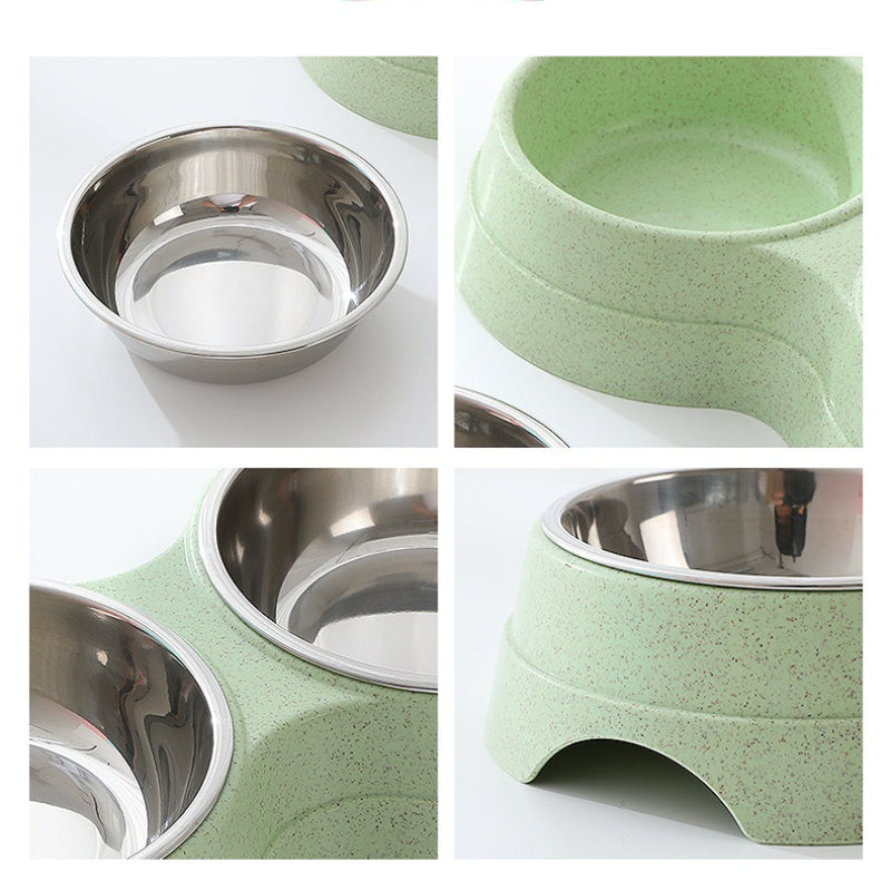 Double Pet Bowls Dog Food Water Feeder Stainless Steel Pet Drinking Dish Feeder Cat Puppy Feeding Supplies Small Dog Accessories