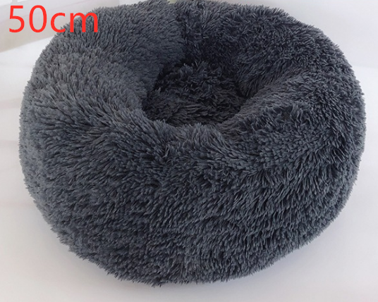 Cotton Pet Bed Winter Warm Sleeping Bed For Dogs Kennel Dog Round Cat Long Plush Puppy Cushion Mat Portable Cat Supplies