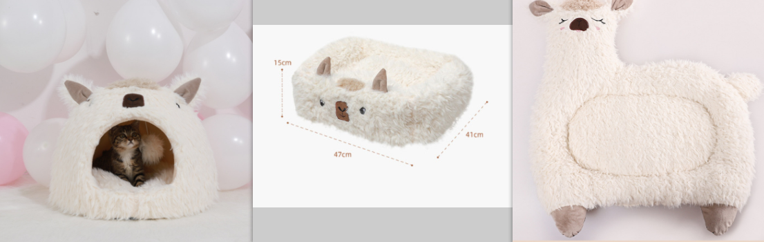 Pet Bed Fuzzy Fluffy Alpaca Llama Dog Cat