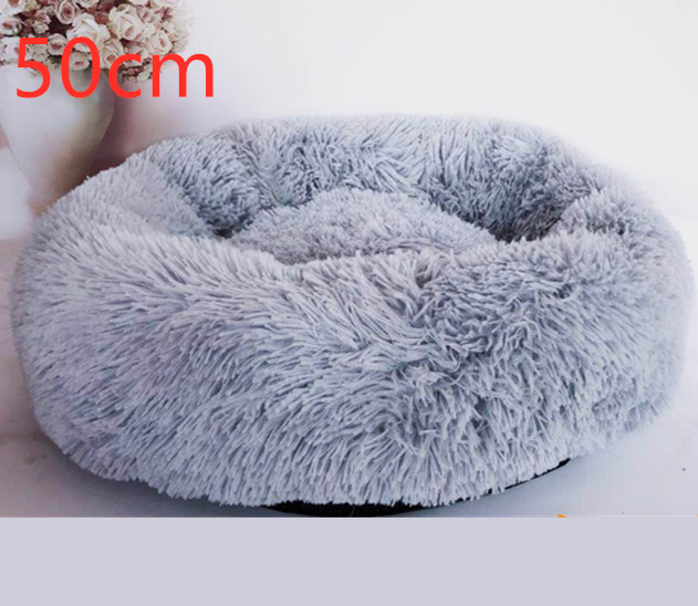 Cotton Pet Bed Winter Warm Sleeping Bed For Dogs Kennel Dog Round Cat Long Plush Puppy Cushion Mat Portable Cat Supplies