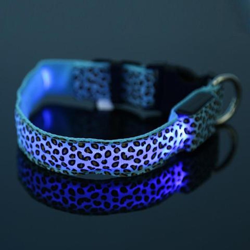 Safety Light Up LED Dog Collar Rechargeable Leopard Print