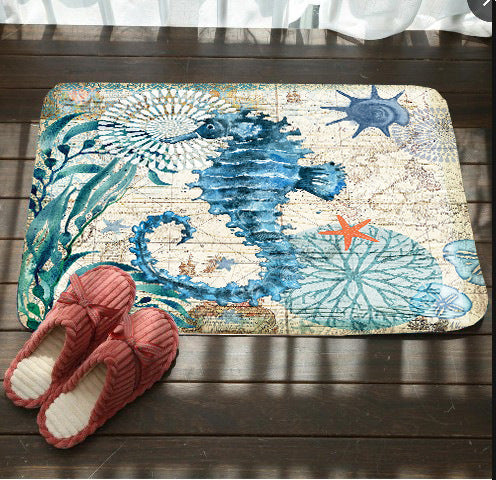 Sea Creature Door Floor Mat Rug Turtle Seahorse Whale Octopus