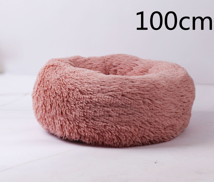 Cotton Pet Bed Winter Warm Sleeping Bed For Dogs Kennel Dog Round Cat Long Plush Puppy Cushion Mat Portable Cat Supplies