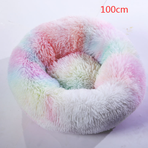 Cotton Pet Bed Winter Warm Sleeping Bed For Dogs Kennel Dog Round Cat Long Plush Puppy Cushion Mat Portable Cat Supplies