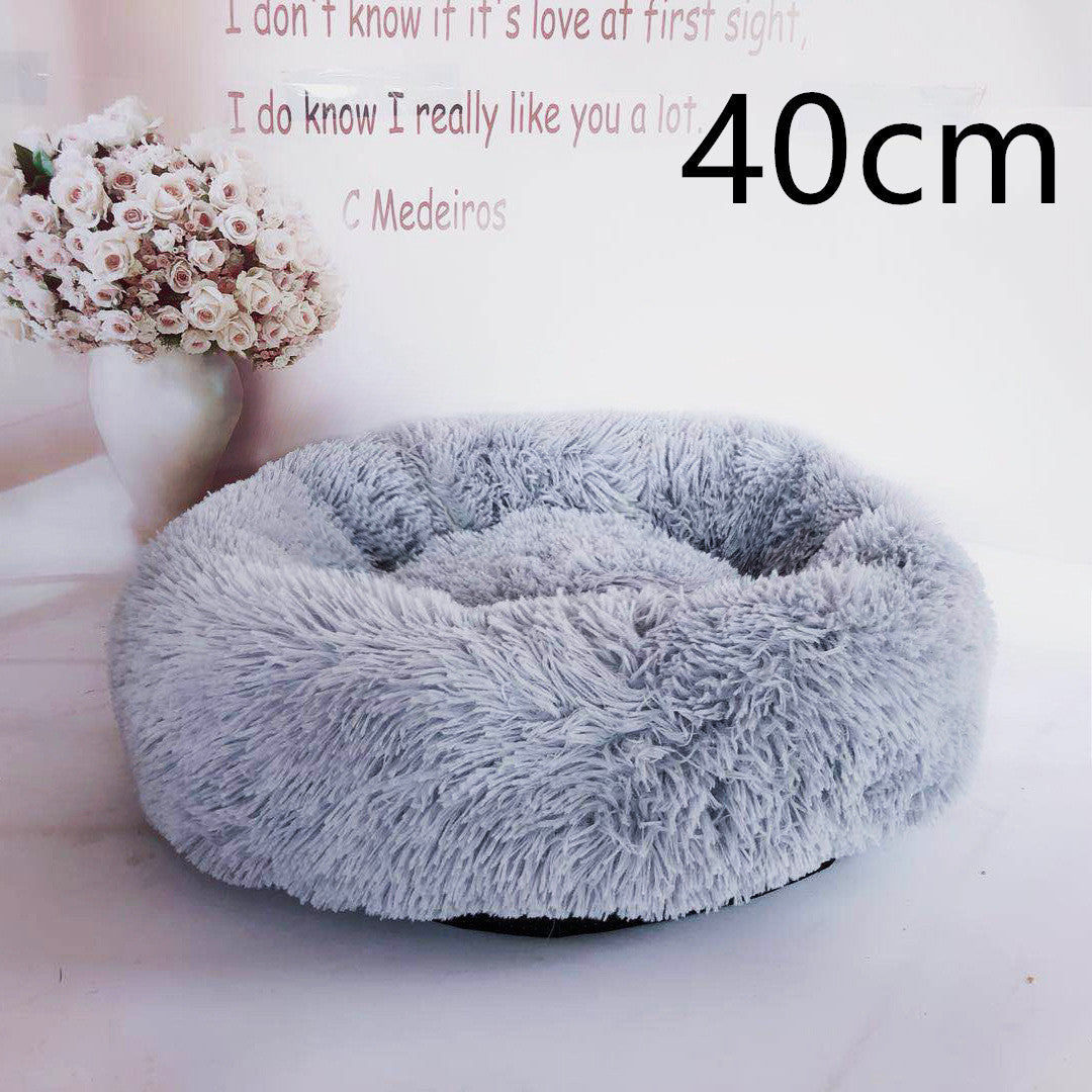 Cotton Pet Bed Winter Warm Sleeping Bed For Dogs Kennel Dog Round Cat Long Plush Puppy Cushion Mat Portable Cat Supplies