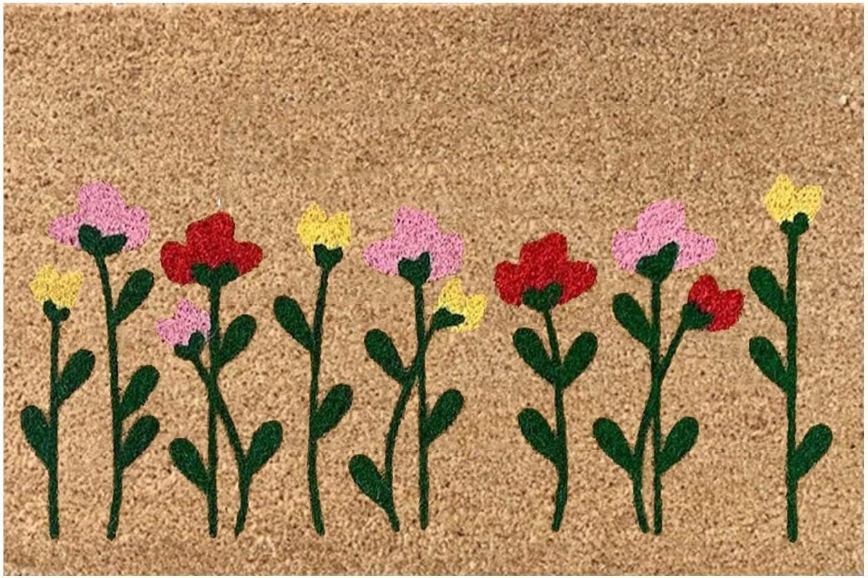 Welcome Door Entry Mat Coir Natural Tan Brown Colorful