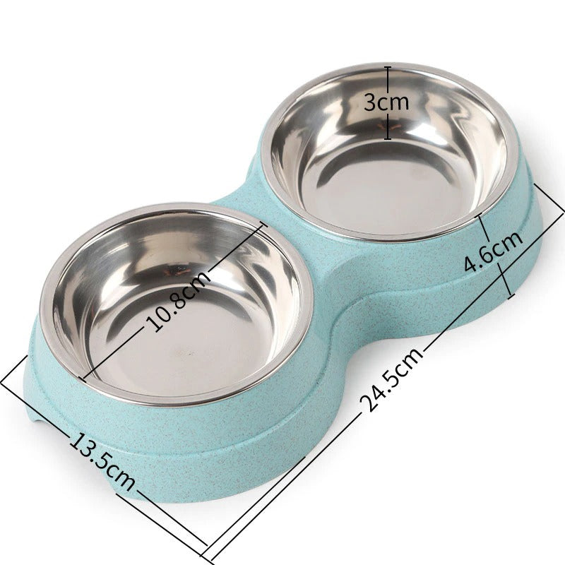 Double Pet Bowls Dog Food Water Feeder Stainless Steel Pet Drinking Dish Feeder Cat Puppy Feeding Supplies Small Dog Accessories