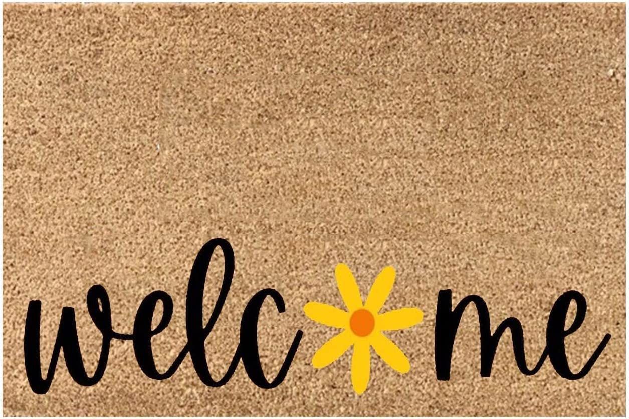 Welcome Door Entry Mat Coir Natural Tan Brown Colorful