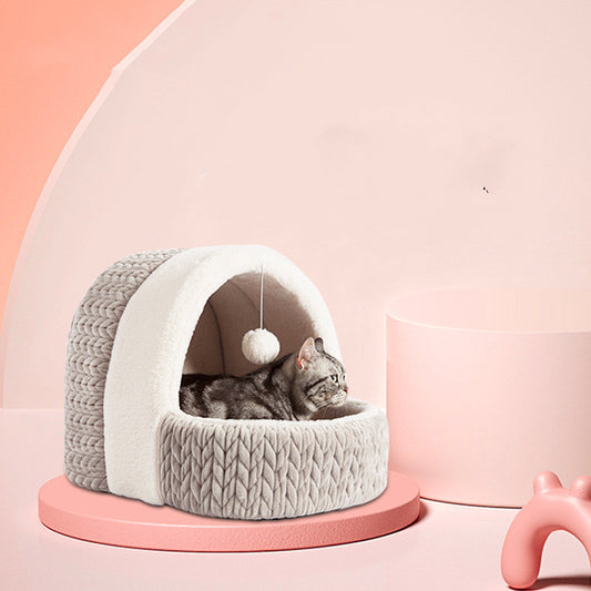 Four Seasons Universal Cat Bed Semi-enclosed Cat House Dog Kennel Winter Warm Kittens Pet Supplies